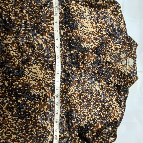 ANNE KLEIN Size 12 Brown Satin Button Up Blouse Top Shirt Women Long Sleeve - Picture 9 of 13